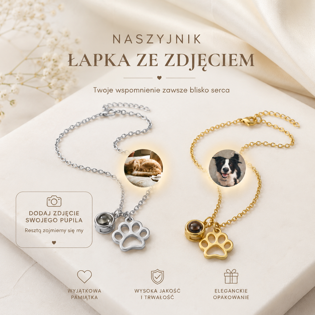 Amorly - Naszyjnik Łapka ze Zdjęciem